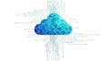 A vibrant cloud computing graphic with circuit board elements on a white background Royalty Free Stock Photo