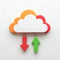 Colorful cloud icon illustrating data transfer or synchronization between storage and device Royalty Free Stock Photo