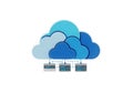 Cloud computing infrastructure connecting to server racks for data storage and management Royalty Free Stock Photo