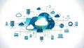 A vibrant illustration of cloud computing and data storage technology Royalty Free Stock Photo
