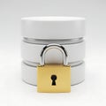 Secure data storage symbolized by a locked database with a padlock Royalty Free Stock Photo