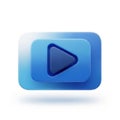 Modern blue play button on a sleek, transparent interface panel Royalty Free Stock Photo