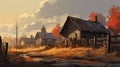 Farm Country Background Art Wallpaper: Subtle Brushwork With Eerily Realistic Details