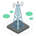 Communication tower broadcasting signals Royalty Free Stock Photo