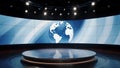 News studio backdrop with a globe. Royalty Free Stock Photo
