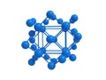 Three-dimensional molecular structure with blue spheres and connecting lines Royalty Free Stock Photo