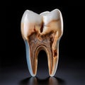 The image depicts a tooth with severe tooth decay, characterized by visible cavities and brown discoloration Royalty Free Stock Photo