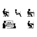 Diverse Online Education Silhouettes Royalty Free Stock Photo
