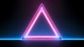 The image depicts a vibrant neon pentaprism-shaped frame glowing in pink and blue. Royalty Free Stock Photo
