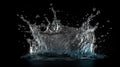 Water splashing on black background