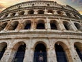 Wide angle view ancient colosseum in rome, italy