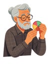 Wise Old Man Holding Pie Chart Flat Character Illustration Royalty Free Stock Photo