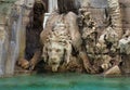 lion statue of the fountain of the four rivers, piazza navona, rome Royalty Free Stock Photo