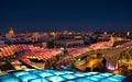 panorama of seville seen from the setas with blue and red light Royalty Free Stock Photo