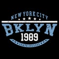 Brooklyn New York City design typography, Grunge background vector design text illustration, sign, t shirt graphics, print. Royalty Free Stock Photo