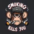 A naughty monkey who likes to smoke