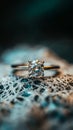 image-designed solitaire diamond engagement ring with side stones, on a lace setting Royalty Free Stock Photo