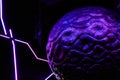 Detail of brain sphere with neon lights Royalty Free Stock Photo