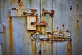 Detail of old mine entrance door made of steel and rusting Royalty Free Stock Photo