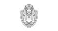 sphinx emblem illustration in line art style Royalty Free Stock Photo