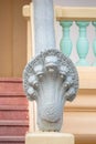 Image of details in the King palace of Cambodia. Detail of the architecture. Naga sculpture. Sacred snake with many heads.