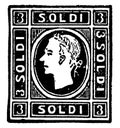 Austria 3 Soldi Stamp from 1858 to 1859, vintage illustration