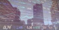 Image of diagrams and stock market over cityscape Royalty Free Stock Photo