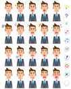 20 different expressions and upper body of businessmen