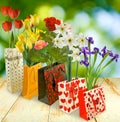 Image different flowers in gift packing