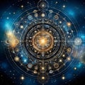 Interstellar Symmetry, A Cosmic Dance of Sacred Geometry and Starlight Royalty Free Stock Photo