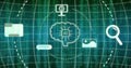 Image of digital brain with ai text over binary coding Royalty Free Stock Photo