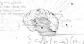 Image of digital brain and mathematical equations on white background Royalty Free Stock Photo