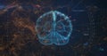 Image of digital brain spinning over data processing Royalty Free Stock Photo