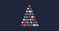 Image of a digital Christmas tree with baubles and Christmas decorations on grey background