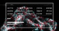 Image of digital data processing binary coding over floating mesh on black background Royalty Free Stock Photo