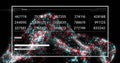 Image of digital data processing binary coding over floating mesh on black background Royalty Free Stock Photo