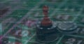 Image of digital data processing over casino chips on board Royalty Free Stock Photo