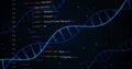 Image of digital data processing over dna strand spinning