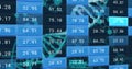 Image of digital data processing over dna strand spinning