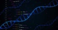 Image of digital data processing over dna strand spinning