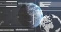 Image of digital data processing over globe on dark background Royalty Free Stock Photo
