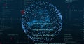 Image of digital data processing over globe on dark background Royalty Free Stock Photo