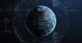 Image of digital data processing over globe on dark background Royalty Free Stock Photo