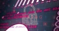Image of digital data processing over padlock on dark background Royalty Free Stock Photo