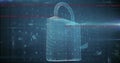 Image of digital data processing over padlock on dark background Royalty Free Stock Photo