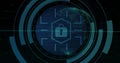 Image of digital data processing over padlock icon Royalty Free Stock Photo