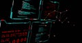 Image of digital data processing over screens on black background Royalty Free Stock Photo