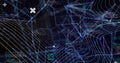 Image of digital dots interconnecting with lines and programming data with wave patterns