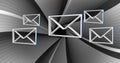 Image of digital email icons over grey patterned background