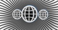 Image of digital globe icons over grey patterned background Royalty Free Stock Photo